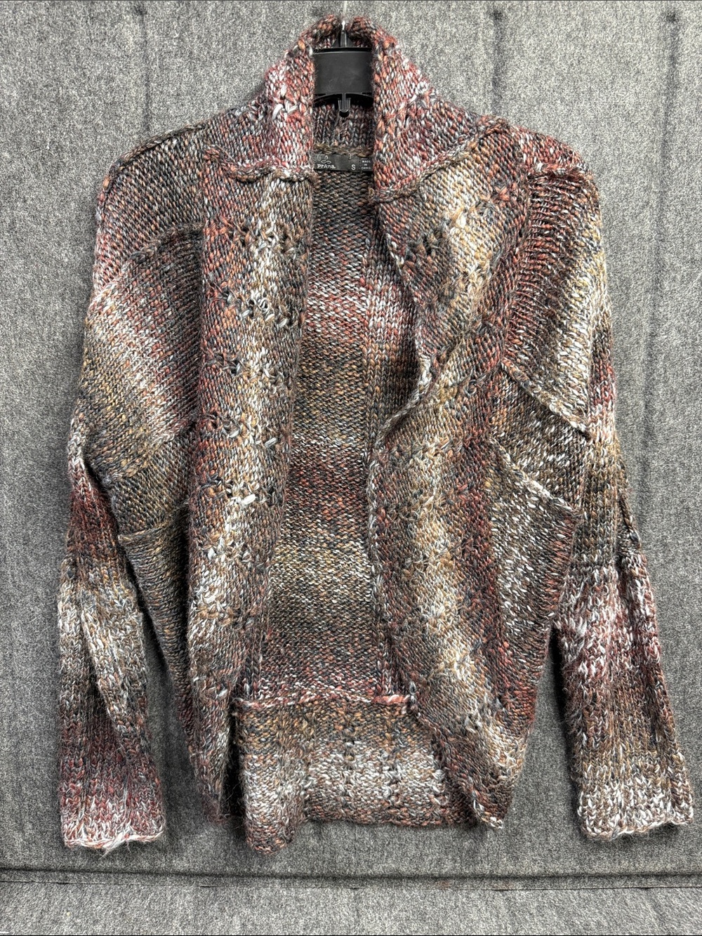 Prana Multicolor Chunky Open-Front Women’s Cardigan - Rust, Brown & Cream - Picture 1 of 5
